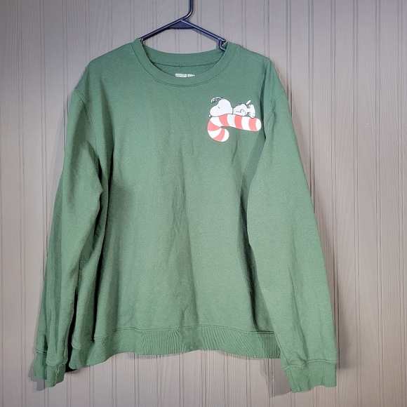 Peanuts Other - Peanuts Snoopy Christmas Long Sleeve Crew Neck Sweatshirt Green Men's 2XL